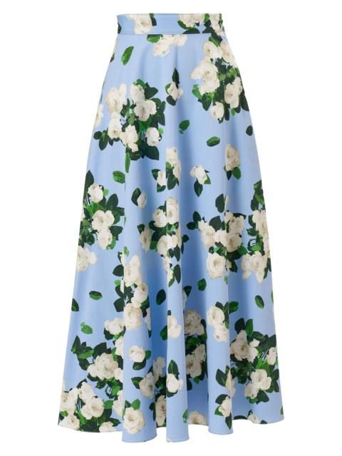CAROLINA HERRERA Women's Cabana Floral Half Circle Cotton-Blend Midi-Skirt - Cloudy Blue Multi