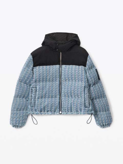 Alexander Wang COLORBLOCK PUFFER IN LOGO JACQUARD DENIM