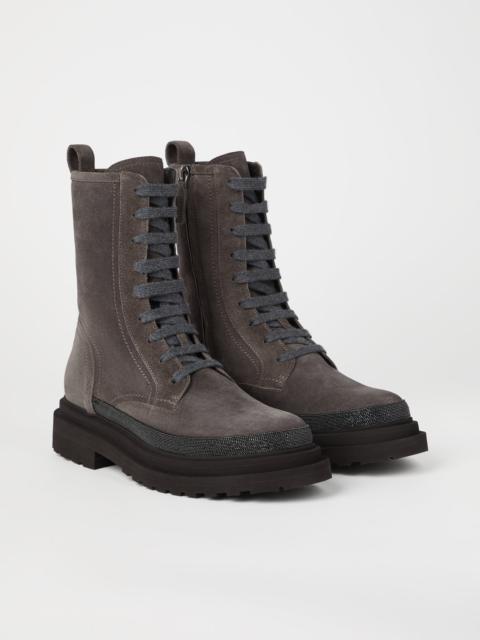 Brunello Cucinelli Suede boots with precious contour