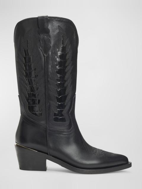 PARTLOW Whitney Mixed Leather Western Boots