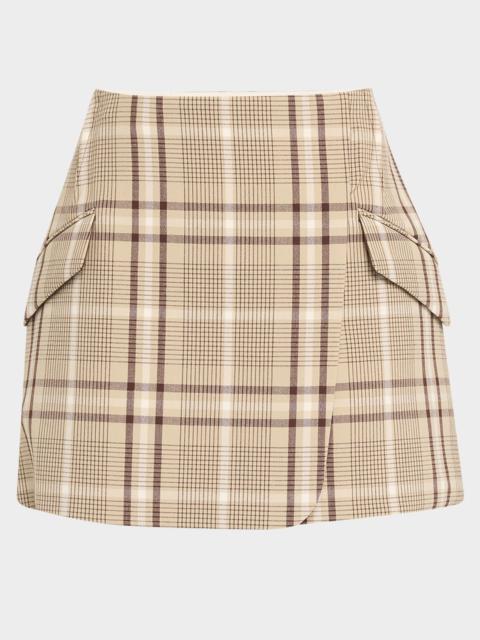 SIMKHAI Payton Plaid Wrap Skirt