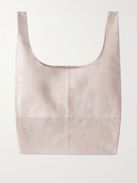 cortana U XL debossed suede shoulder bag Off-white