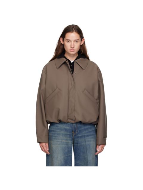 KASSL Editions Taupe Short Rubber Bomber Jacket