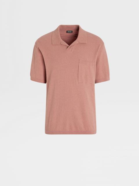 ZEGNA DUST PINK COTTON BLEND POLO SHIRT