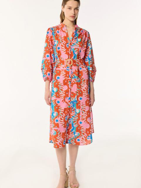 Poupette St Barth Long Dress Cathy - Red Geo Afro