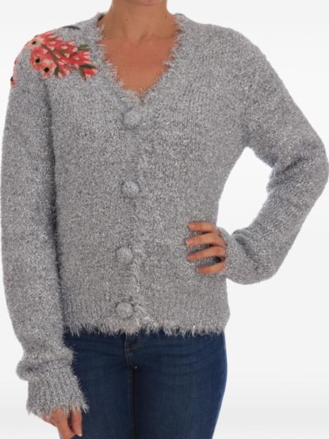 Dolce & Gabbana floral-appliqué metallic cardigan
