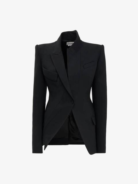 Women's Asymmetric Tailored Jacket in Black