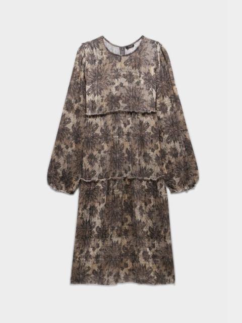 R13 LONG SLEEVE SHREDDED RELAXED MIDI - GREY LACE IMITATION | R13