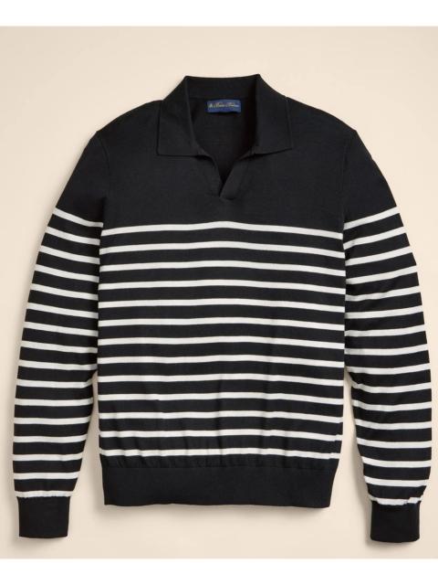 Brooks Brothers Supima® Cotton Mariner Stripe Johnny Collar Sweater