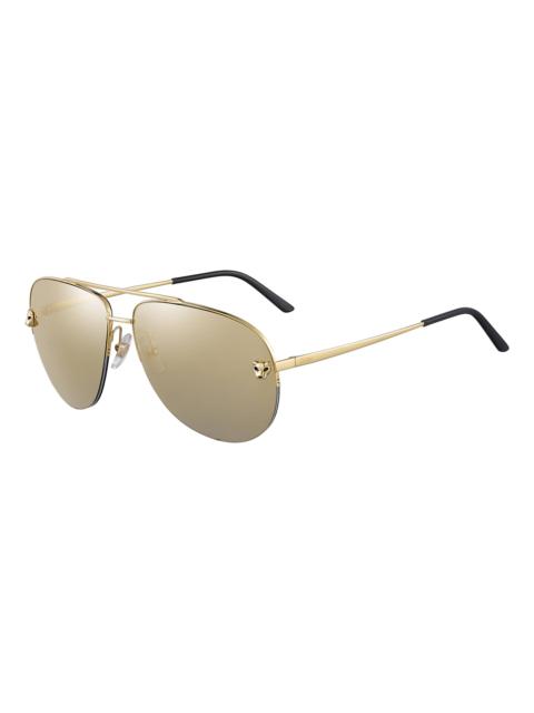 Cartier Semi-Rimless Metal Aviator Sunglasses
