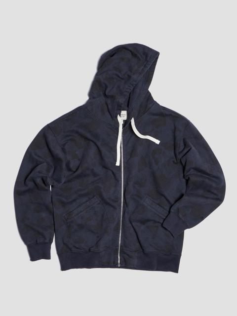 Nigel Cabourn Embroidered Arrow Zip Hoodie in Overdyed Camo