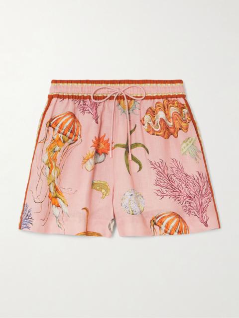 ALÉMAIS + Sam Pauletto Nereids printed linen-gauze shorts Pink