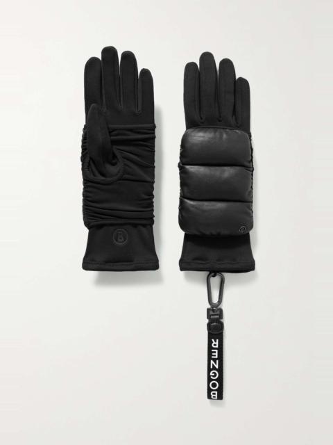 BOGNER Touch quilted leather and tech-jersey ski gloves
