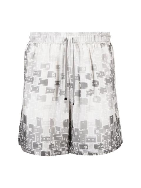 pattern-logo-printed silk shorts