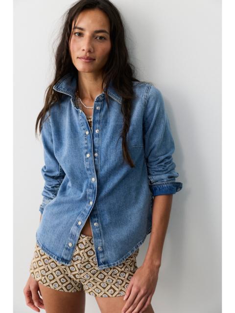 FREE PEOPLE We The Free Benny Slim Denim Button Down Top