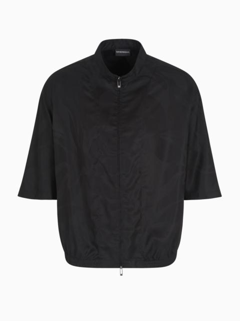 EMPORIO ARMANI ASV FULL-ZIP SHIRT JACKET IN OVERSIZED FLORAL LYOCELL JACQUARD