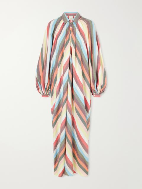 MARRAKSHI LIFE The Balloon Sleeve Touareg Striped Cotton Maxi Dress