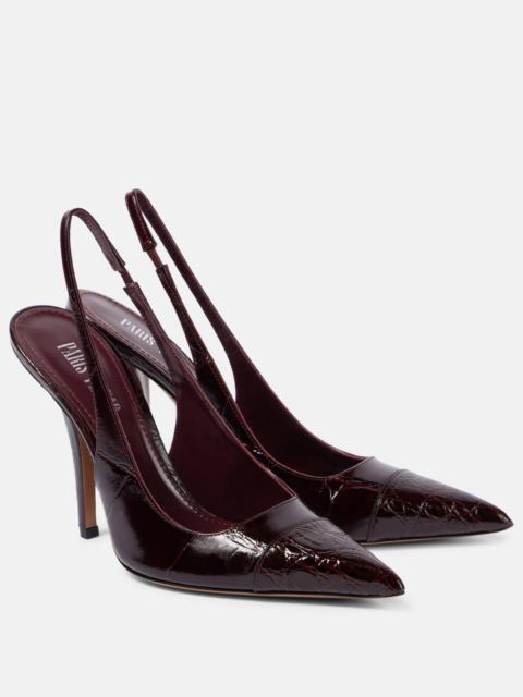 PARIS TEXAS Miranda 105 croc-effect leather slingback pumps