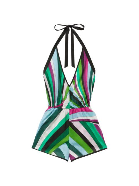 Iride-print cotton playsuit