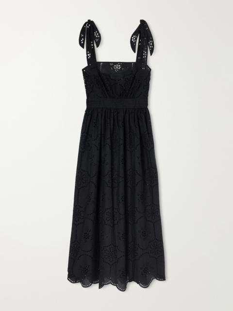 MATTEAU Broderie Apron Broderie Anglaise Cotton Midi Dress