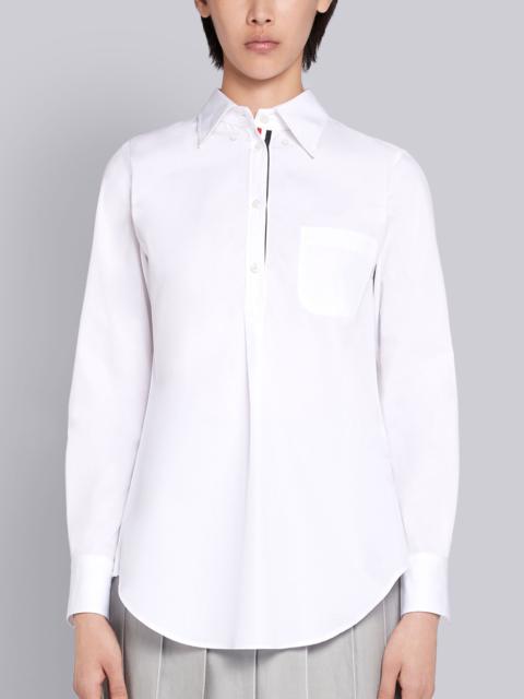 White Solid Poplin Pleat Back Shirt