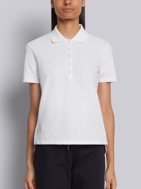 Thom Browne White Classic Pique Center Back Stripe Relaxed Fit Short Sleeve Polo