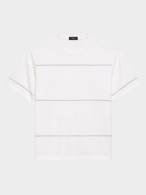 Theory Men's Pima Cotton Wide Stripe Crewneck T-Shirt