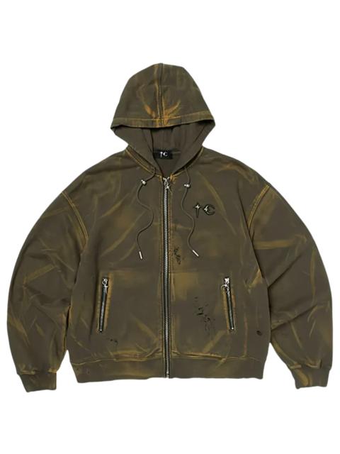 Thug Club TC Two-Tone Washed Zip-Up Hoodie "Olive" TC26SS0402