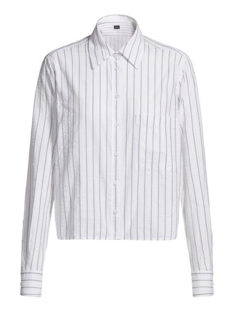 BOSS REGULAR-FIT BLOUSE IN A STRIPED COTTON BLEND