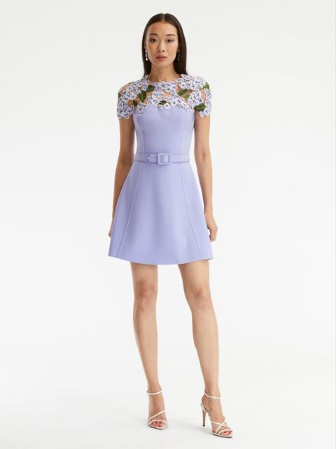 Oscar de la Renta HYDRANGEA EMBROIDERED A-LINE MINI DRESS
