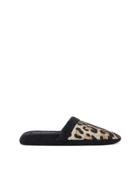 leopard-print terry slippers