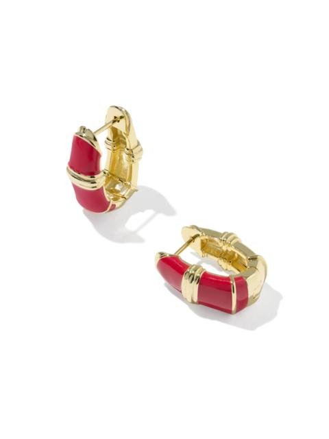 KENDRA SCOTT Courtney Gold Enamel Huggie Earrings