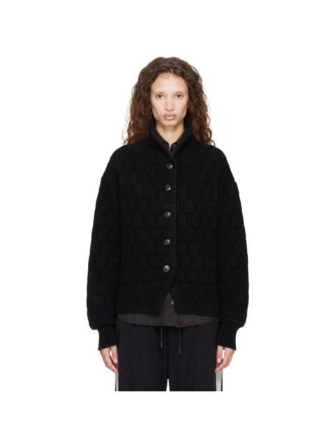 Dries Van Noten Black Textured Wool Cardigan