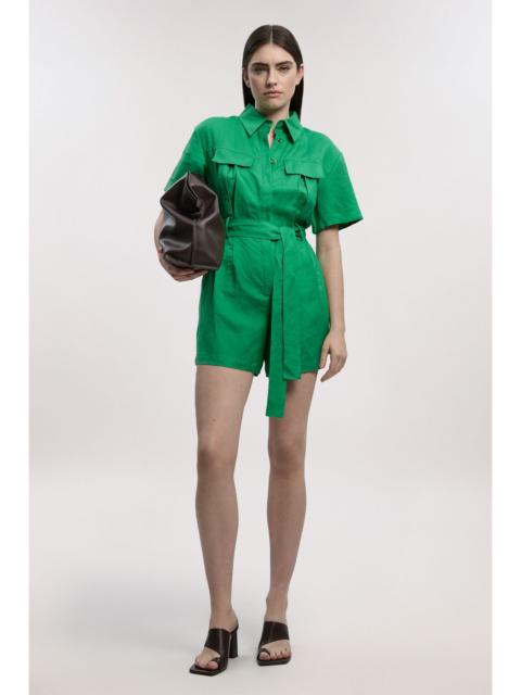 KAREN MILLEN Viscose Linen Woven Belted Playsuit