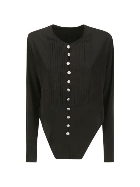 pleated asymmetric-hem blouse