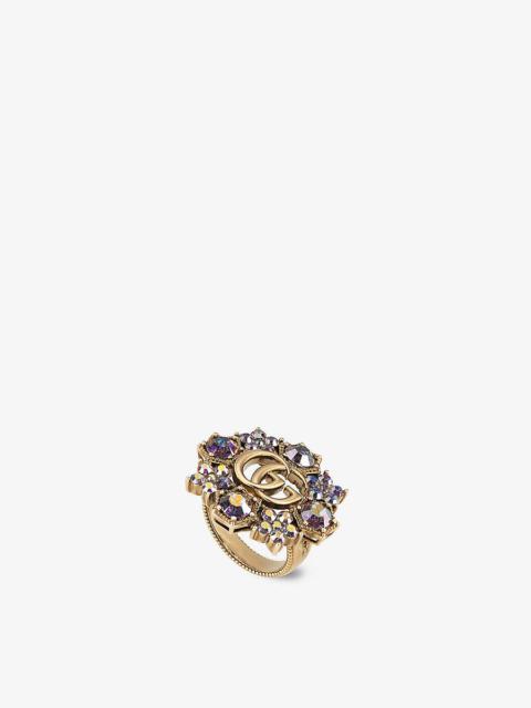 Fashion Show GG Marmont brass and crystal-embellished ring