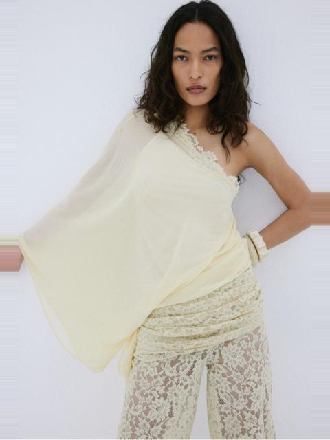 De La Vali ELIA TOP IN ANTIQUE YELLOW CHIFFON