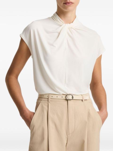 Vince twist neck cap-sleeve blouse