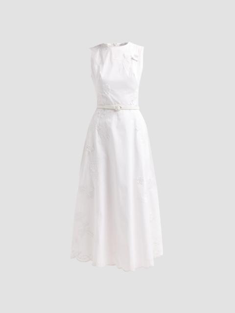 Oscar de la Renta Women's Floral-Embroidered Poplin Sateen Day Dress - White