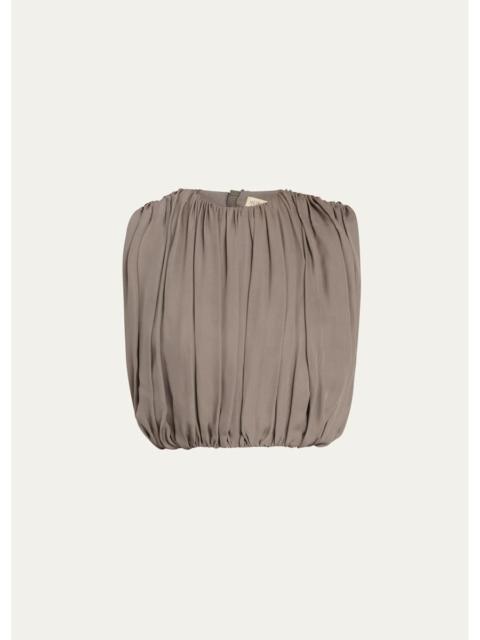 HEIRLOME Penny Shirred Silk Double-Georgette Bubble Crop Top