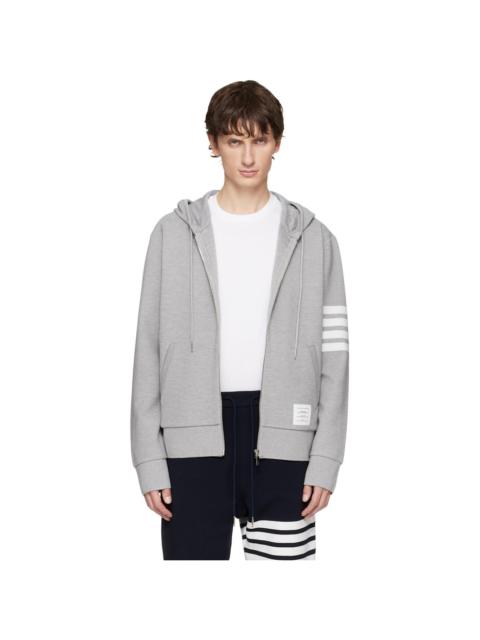 Thom Browne Gray Cotton Ottoman 4-Bar Zip Hoodie