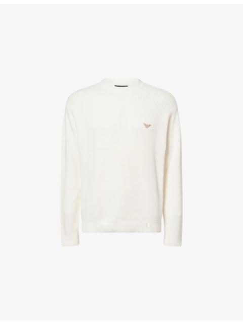 Logo-Embroidered Crewneck Knitted Cotton Jumper