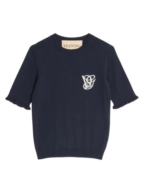 Valentino Women's Embroidered Wool Top - Night Cream