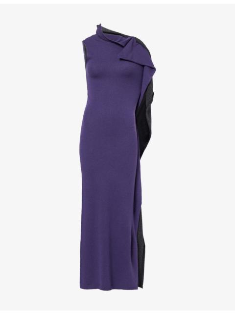 ZANKOV Magdalena Asymmetric Wool-Blend Maxi Dress