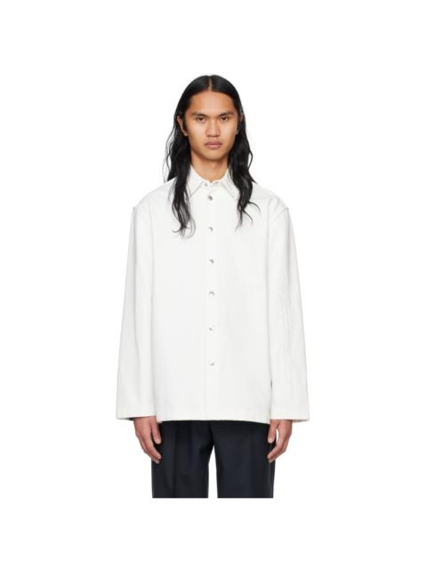 Jil Sander White Embossed Denim Shirt