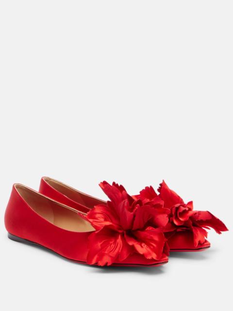 FERRAGAMO Gemy floral-appliqué satin ballet flats