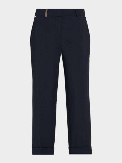 PESERICO Cropped Straight-Leg Stretch Wool Pants