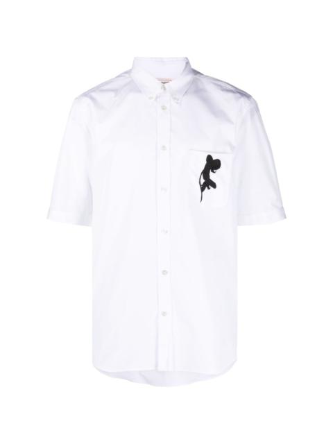 Alexander McQueen Orchid-embroidered cotton shirt