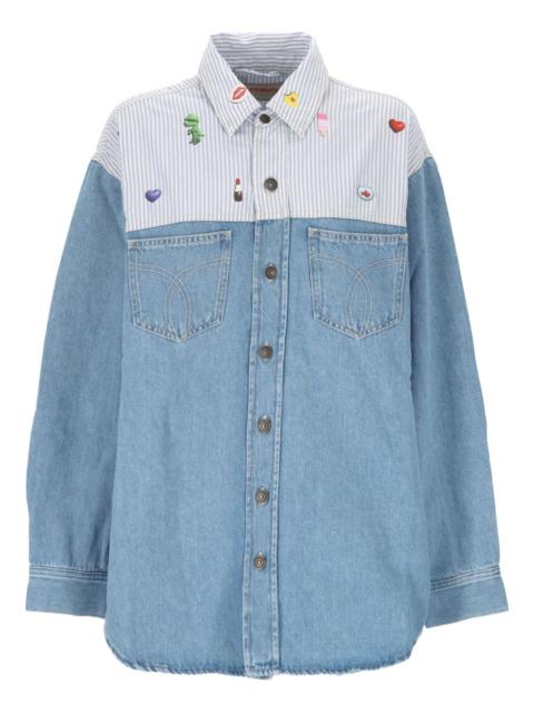 FIORUCCI Charm-print denim panelled shirt