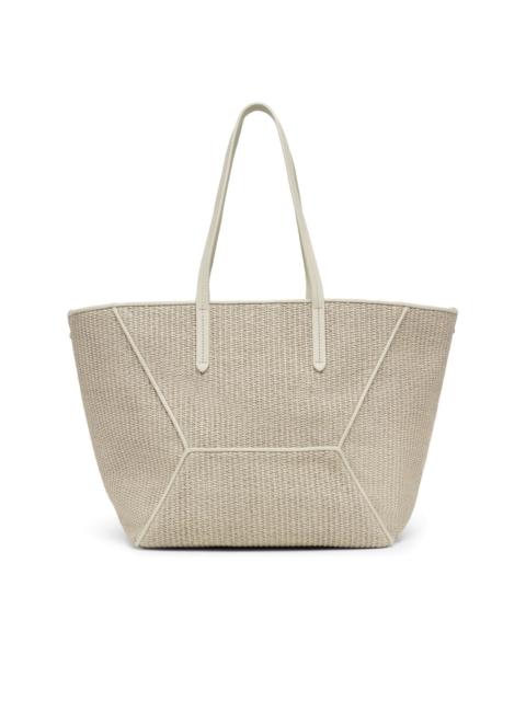 Brunello Cucinelli Monili-embellished raffia tote bag